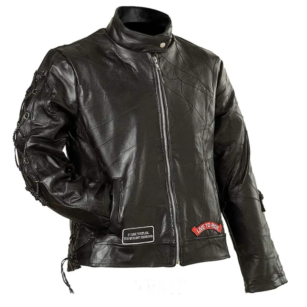 USA Diamond Plate Genuine Biker Leather Jacket - Famous Jackets