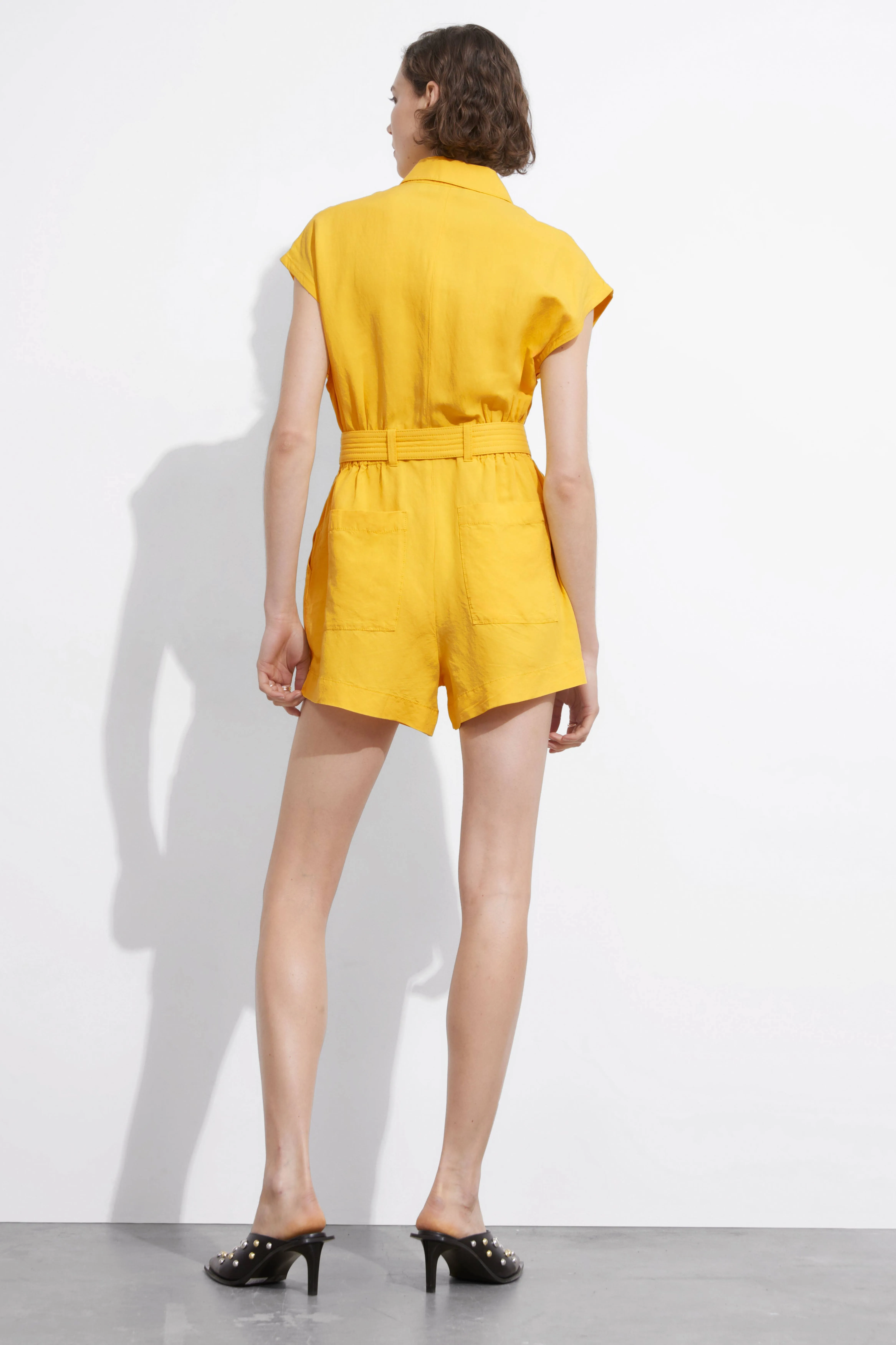 Utility Playsuit - Short sleeve - Short - Yellow - Ladies | H&M GB