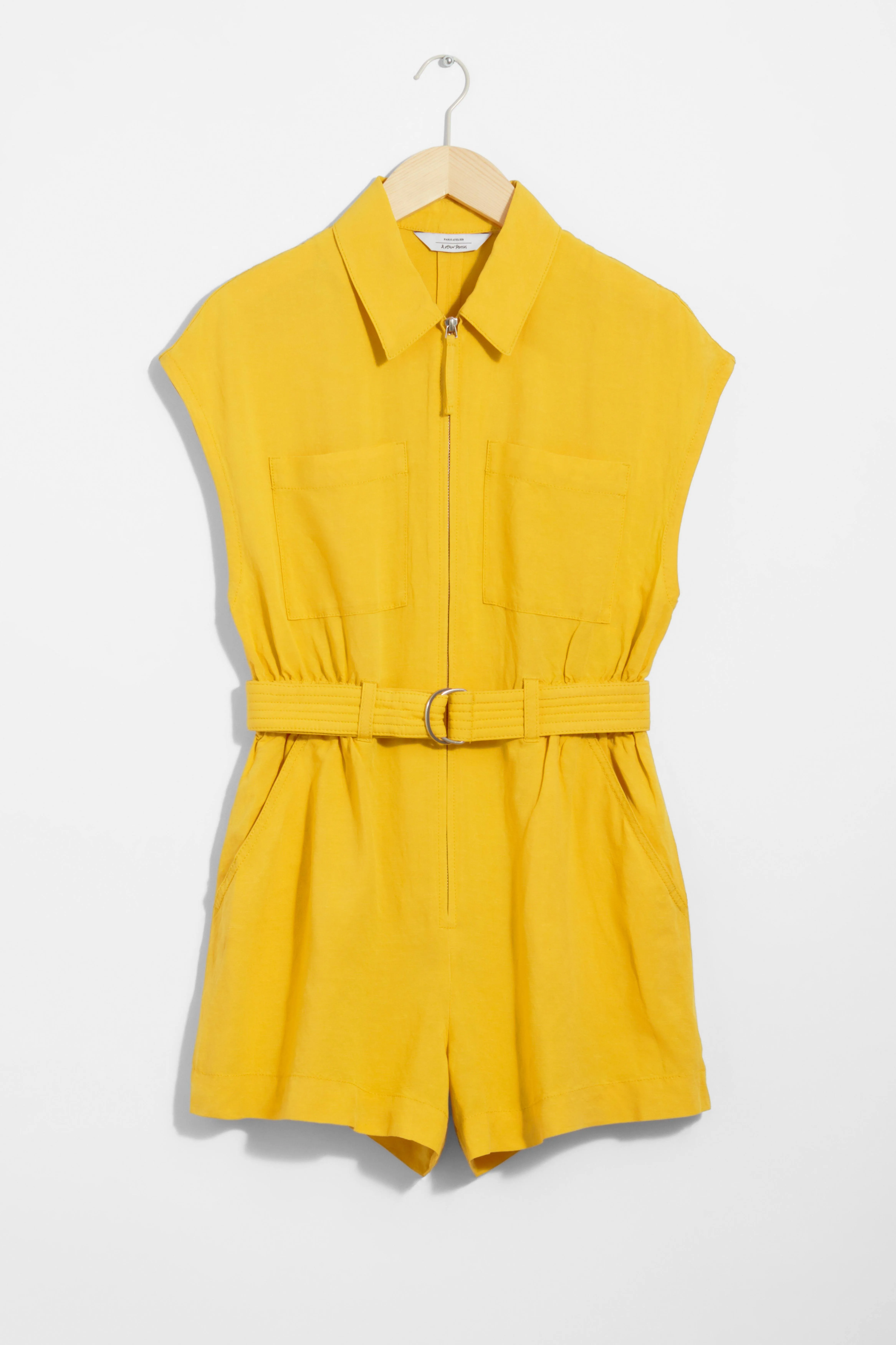 Utility Playsuit - Short sleeve - Short - Yellow - Ladies | H&M GB