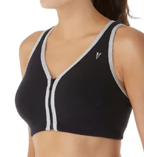 Valmont Colorblock Zip-Front Leisure/Sport Bra (1611B) - Black/Grey