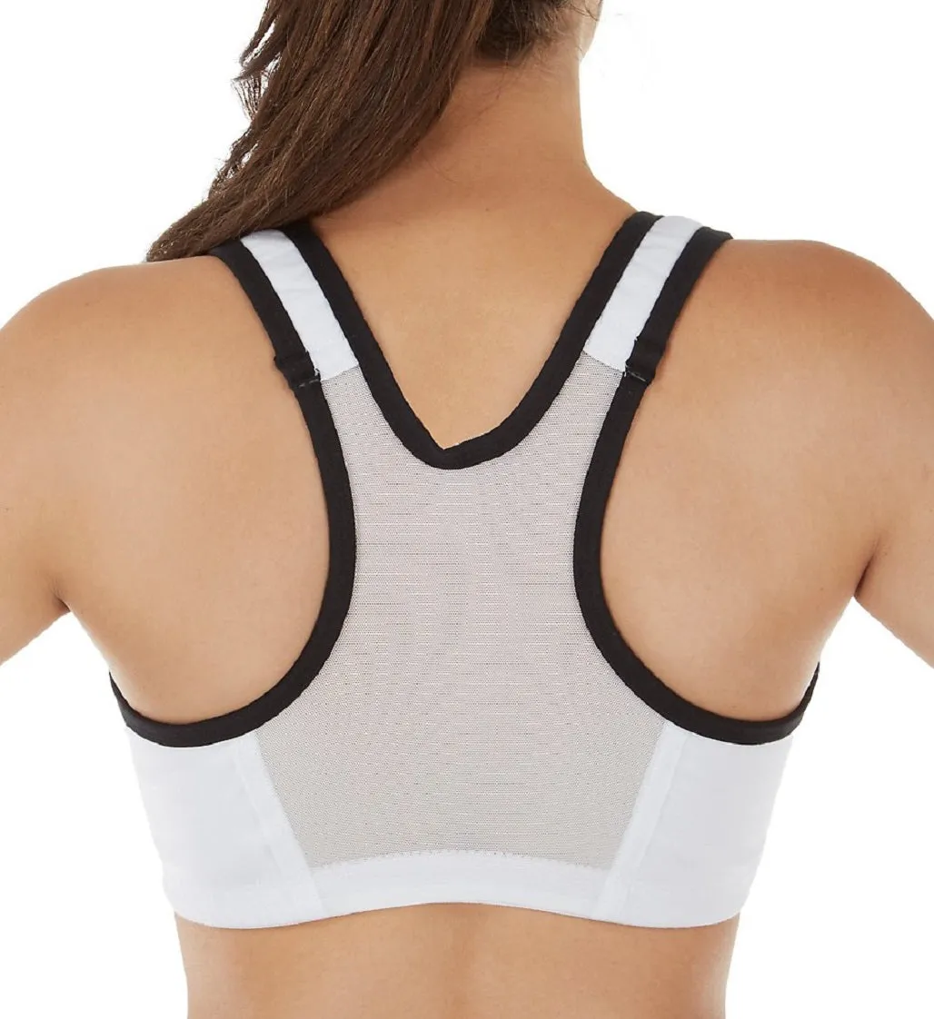 Valmont Colorblock Zip-Front Leisure/Sport Bra (1611B) - White/Black