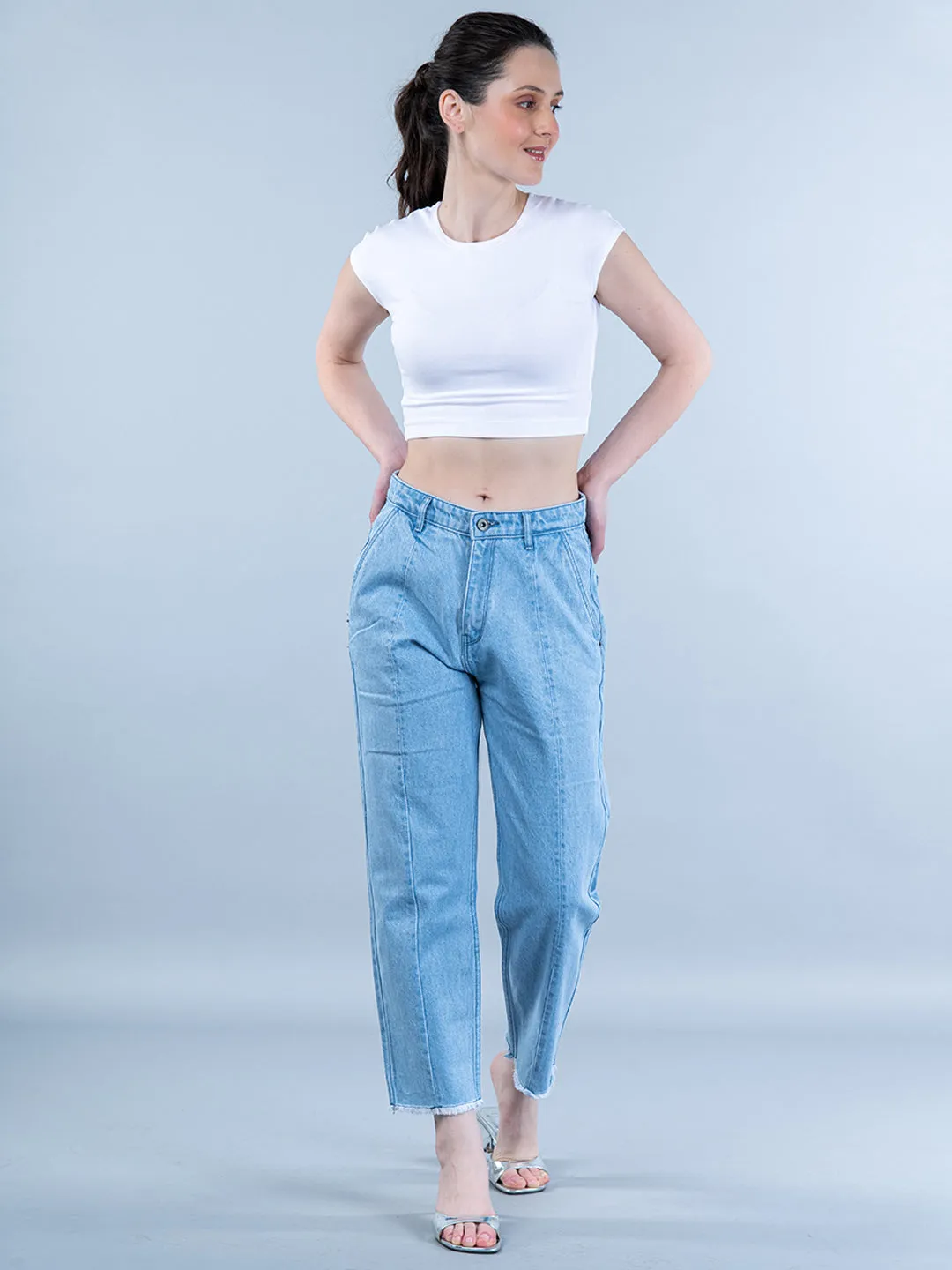 Verdant Light Blue Baggy-fit Jeans For Women