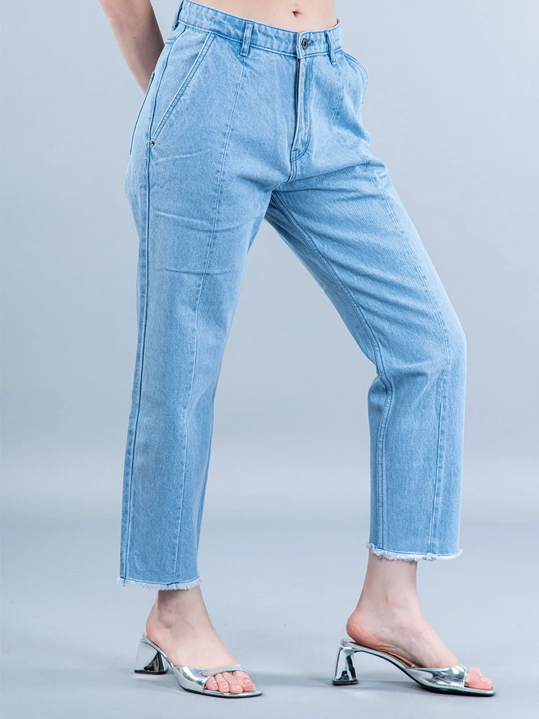 Verdant Light Blue Baggy-fit Jeans For Women