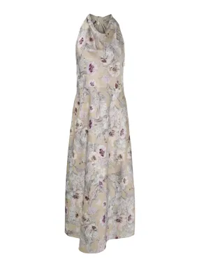 Vince Wild Flower Cowl Neck Halter Dress in Sand