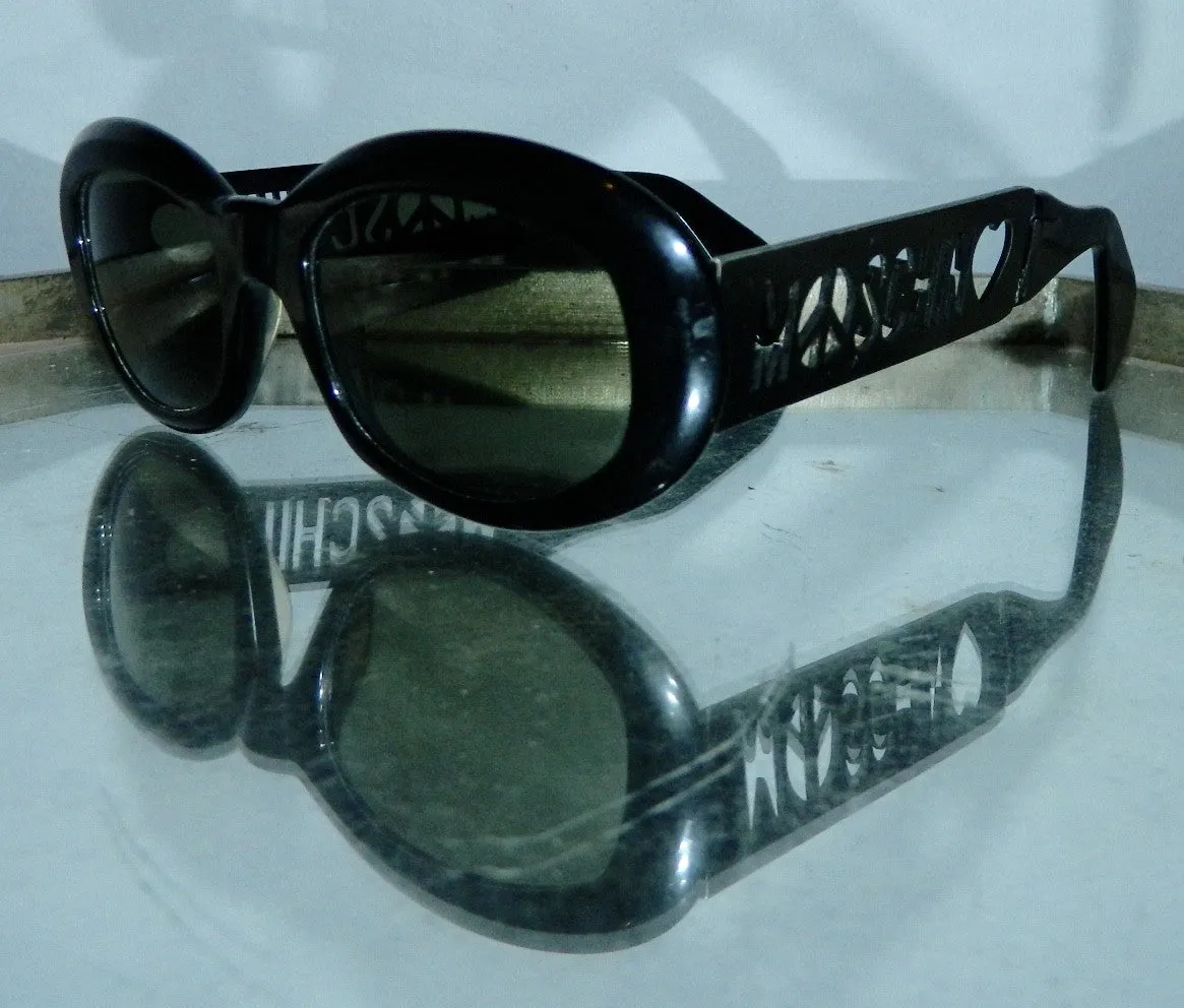 vintage 1990s MOSCHINO sunglasses cut out logo glasses frames black plastic