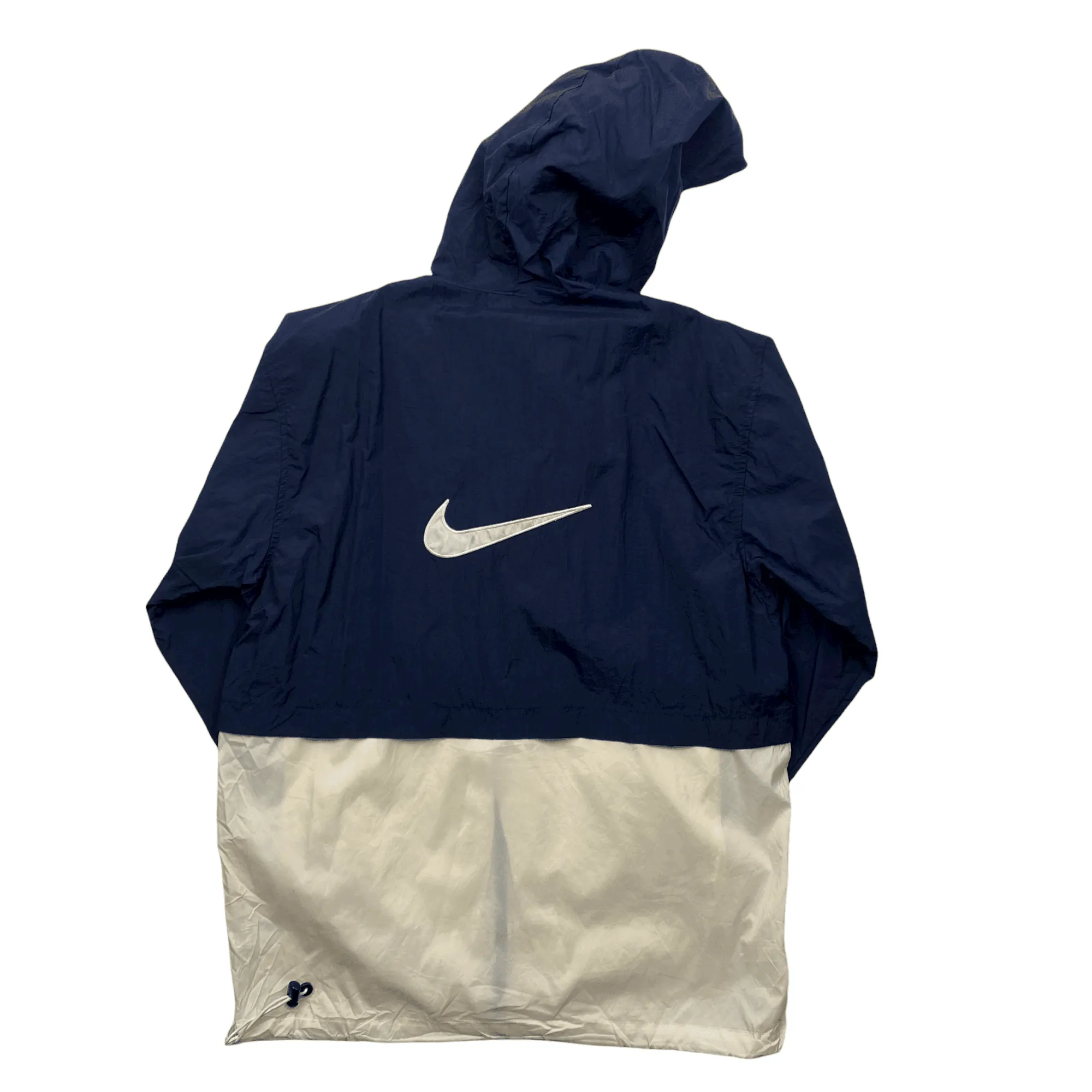 Vintage 90s Navy Blue + White Nike Full Zip Waterproof Windbreaker - Small (Recommended Size - Large)