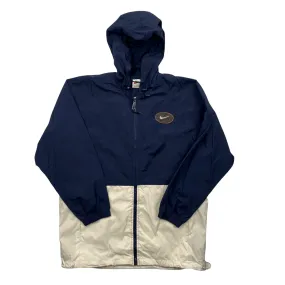 Vintage 90s Navy Blue + White Nike Full Zip Waterproof Windbreaker - Small (Recommended Size - Large)