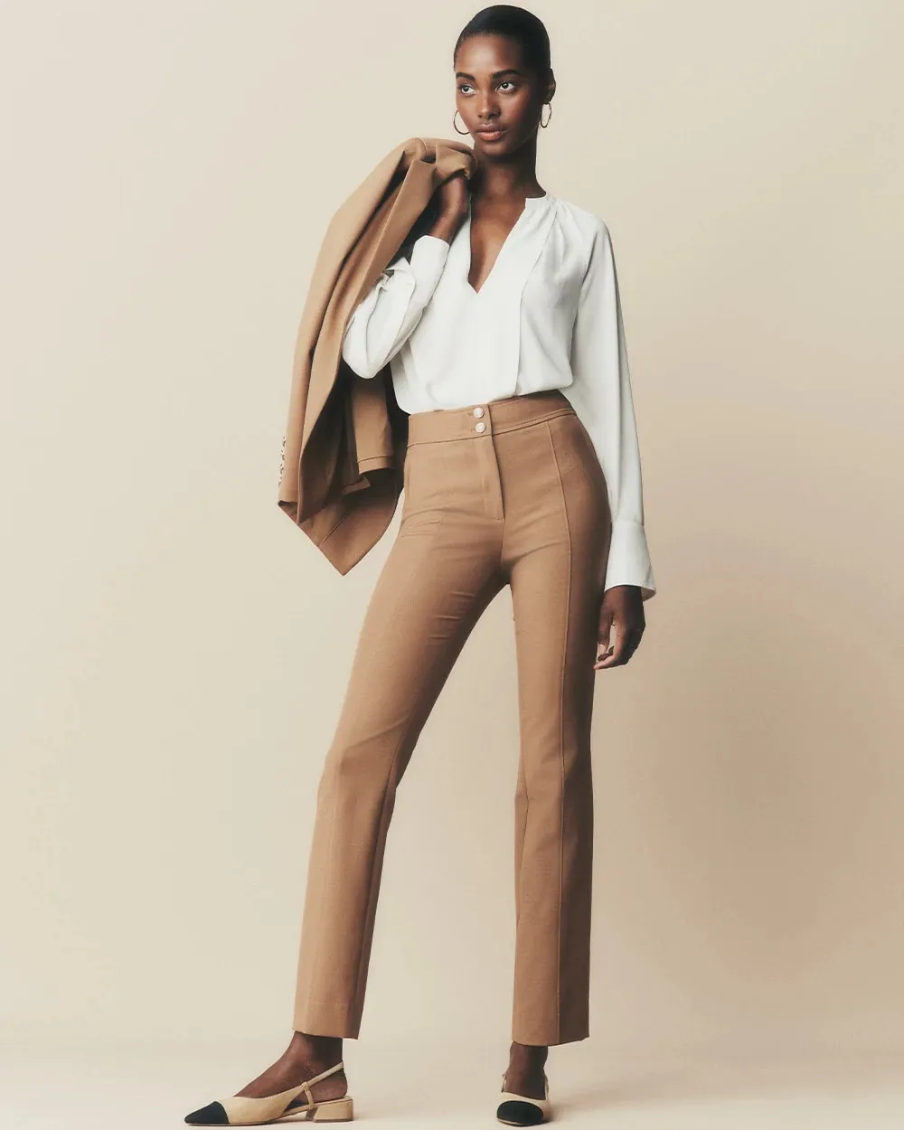 WHBM® High-Rise Straight Leg Woven Pants