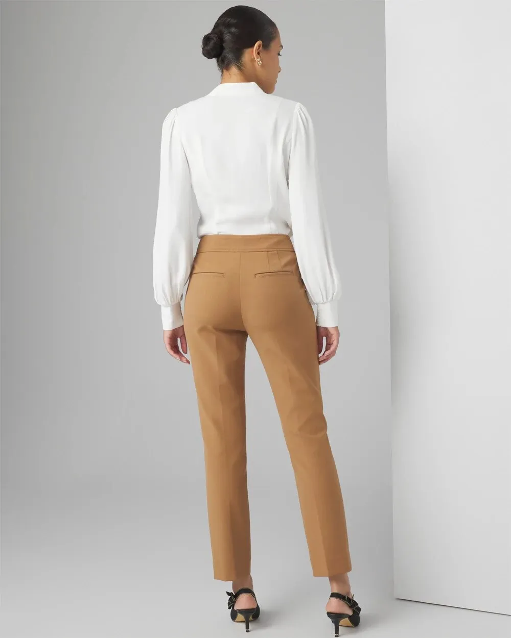 WHBM® High-Rise Straight Leg Woven Pants