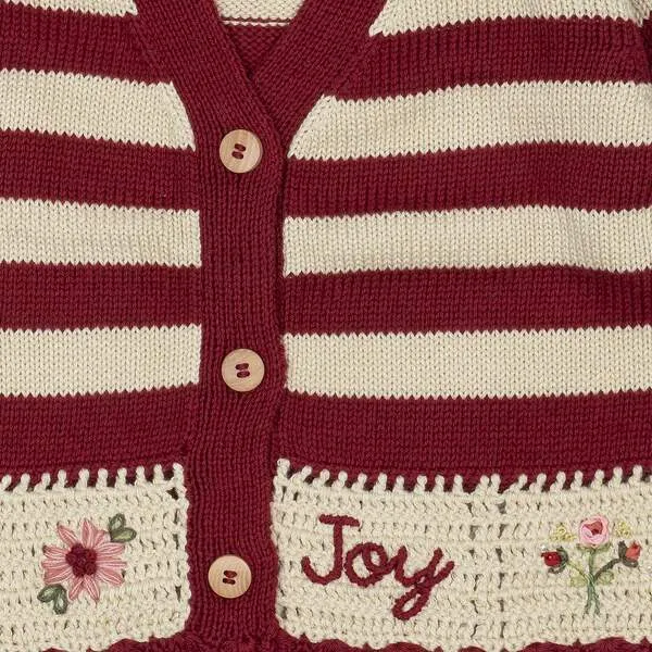 Wild Wawa Flor Cardigan, Crimson Stripe