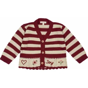 Wild Wawa Flor Cardigan, Crimson Stripe