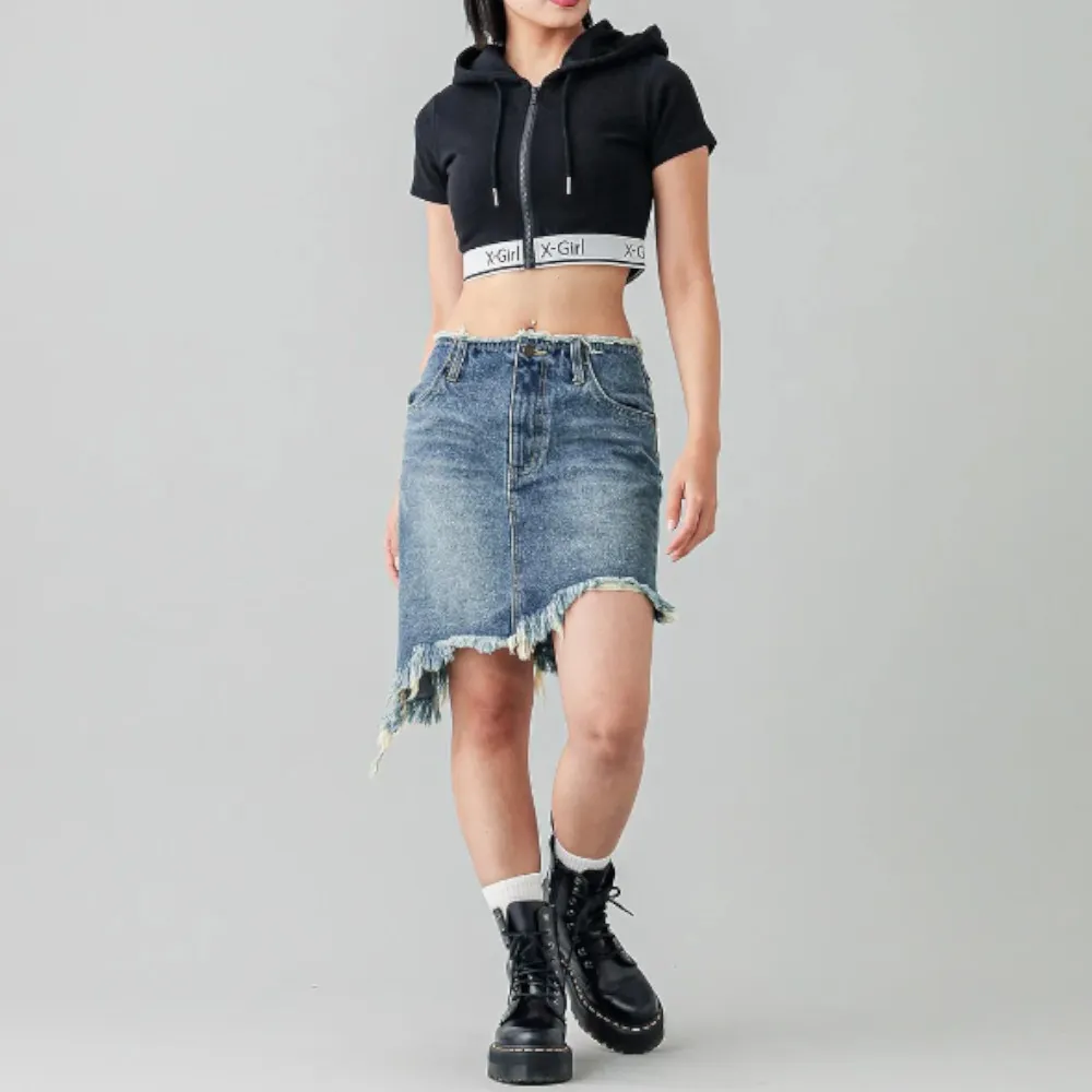 X-girl  |Stripes Nylon Street Style Plain Cotton Short Sleeves Logo