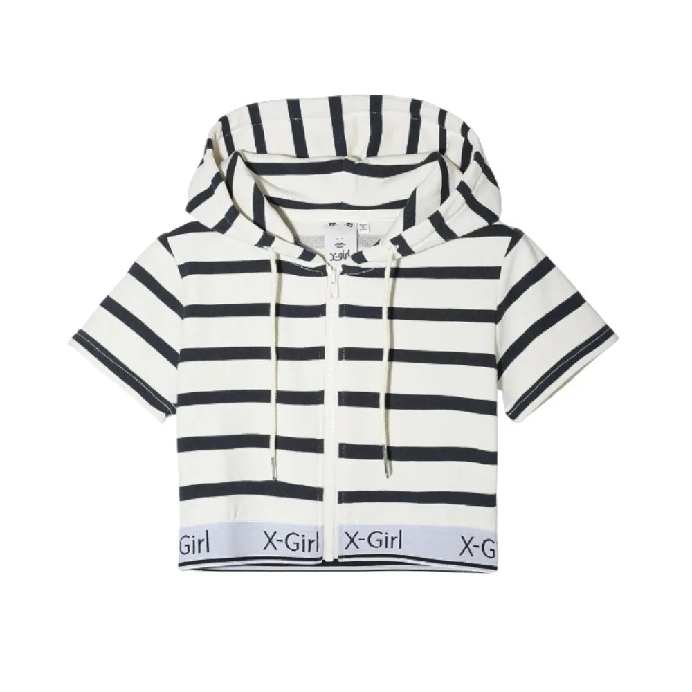 X-girl  |Stripes Nylon Street Style Plain Cotton Short Sleeves Logo