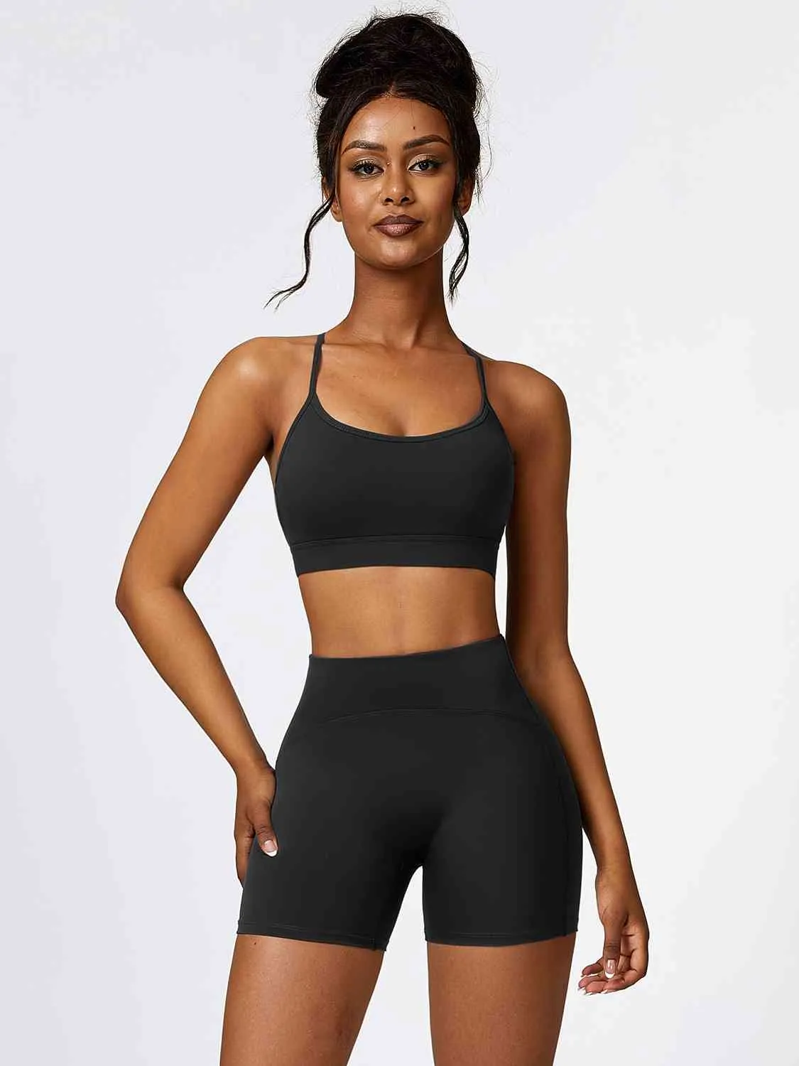 Yessi Sport Bra and Wide Waistband Shorts Set