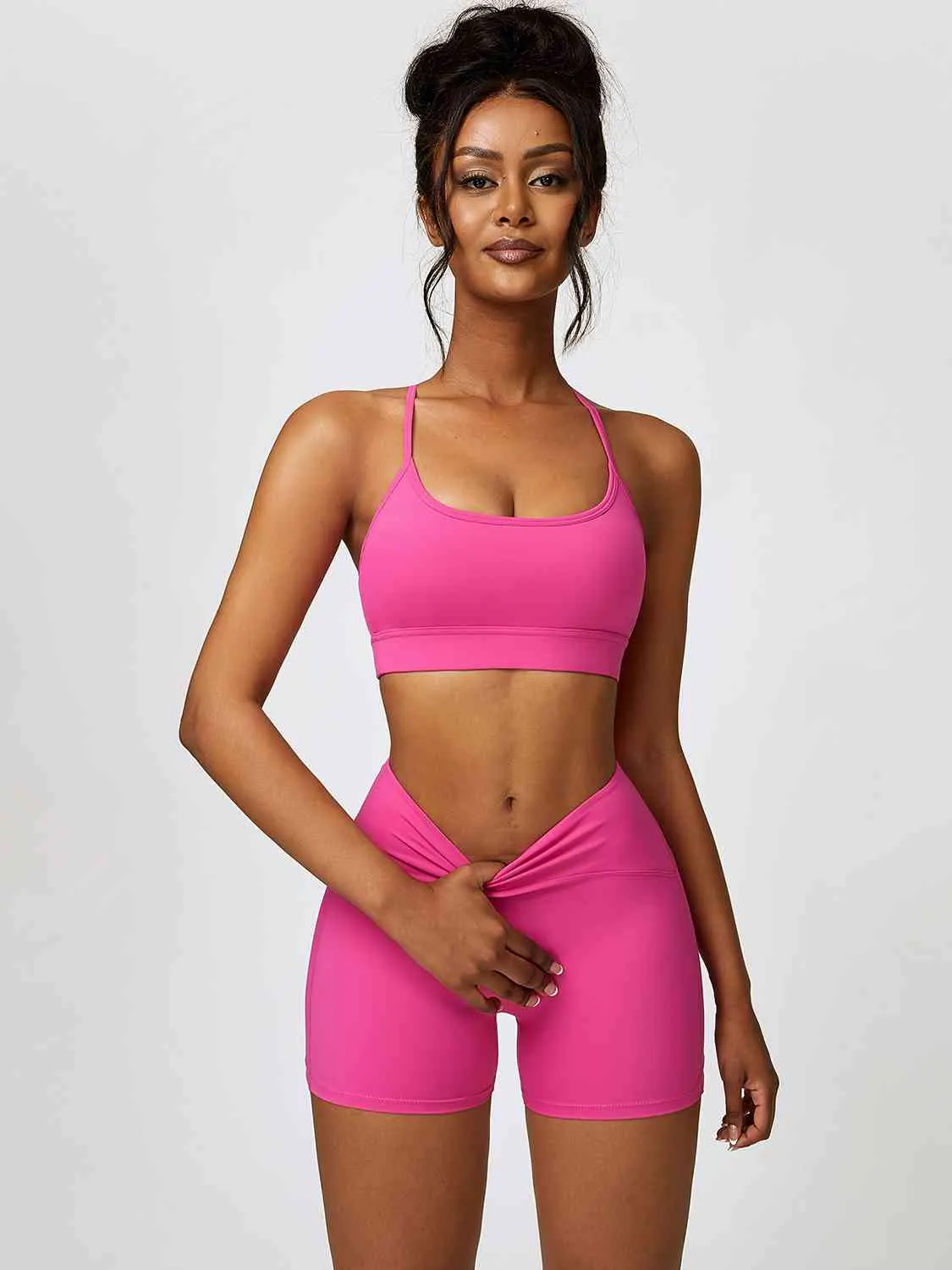 Yessi Sport Bra and Wide Waistband Shorts Set