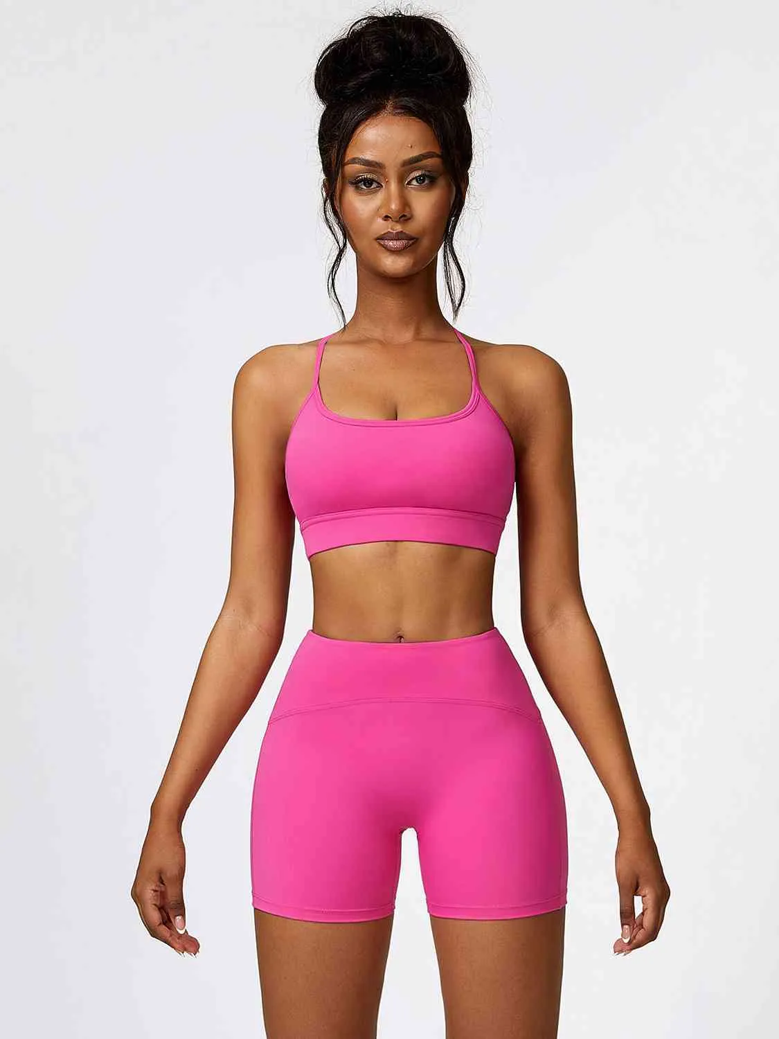 Yessi Sport Bra and Wide Waistband Shorts Set