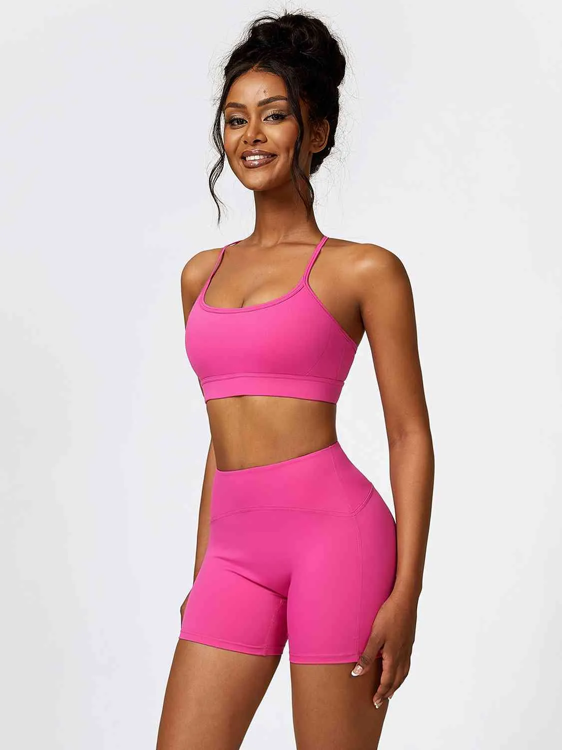 Yessi Sport Bra and Wide Waistband Shorts Set