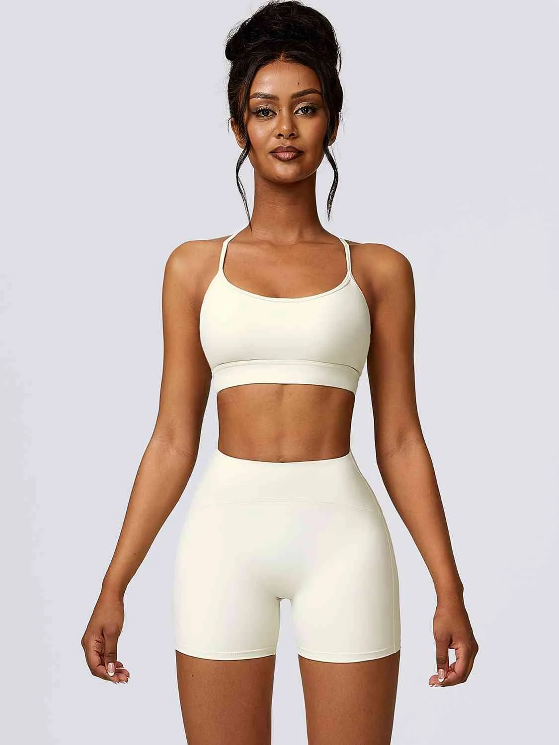 Yessi Sport Bra and Wide Waistband Shorts Set