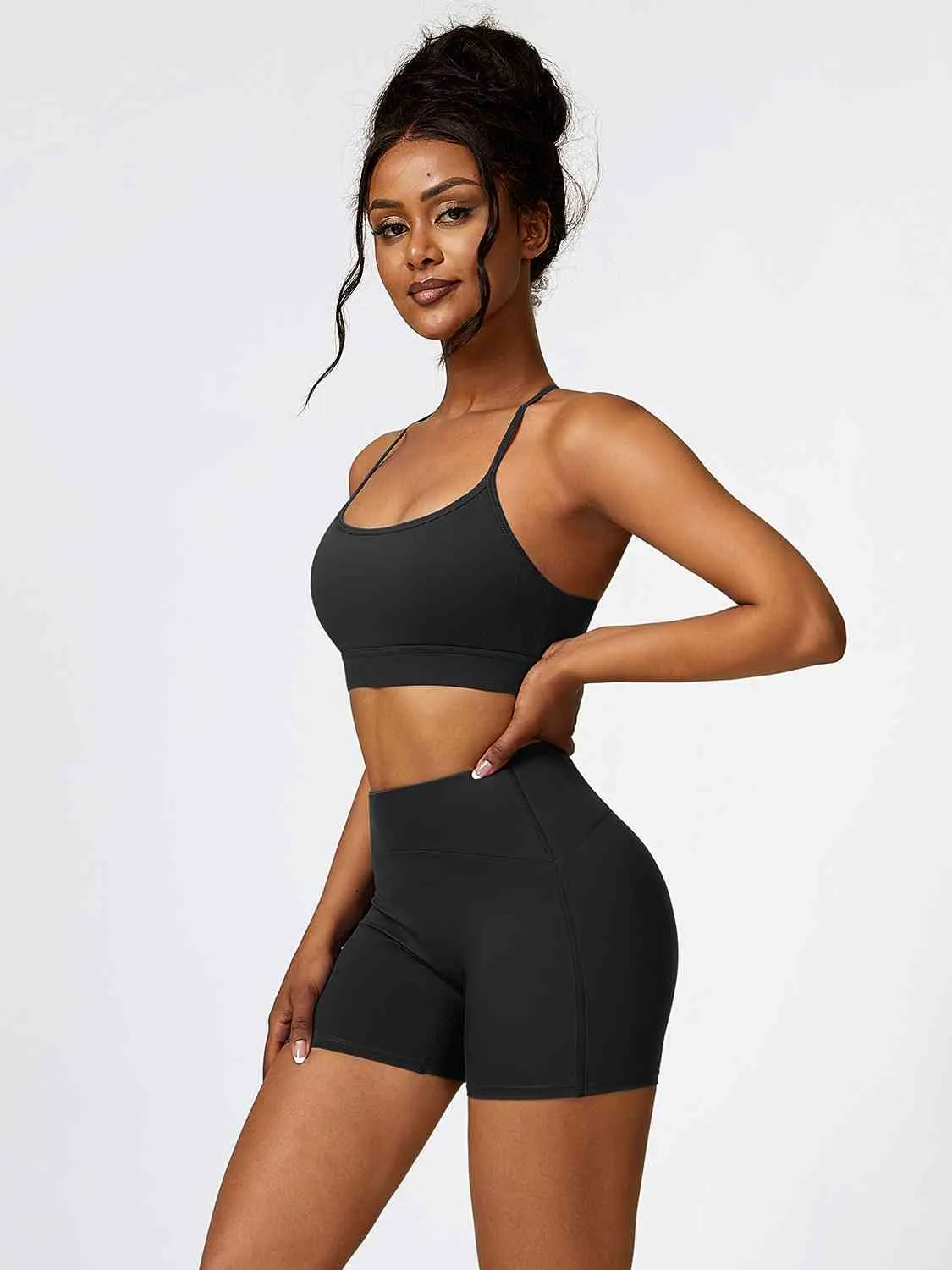 Yessi Sport Bra and Wide Waistband Shorts Set