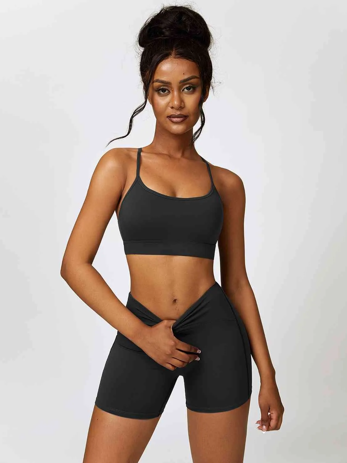 Yessi Sport Bra and Wide Waistband Shorts Set