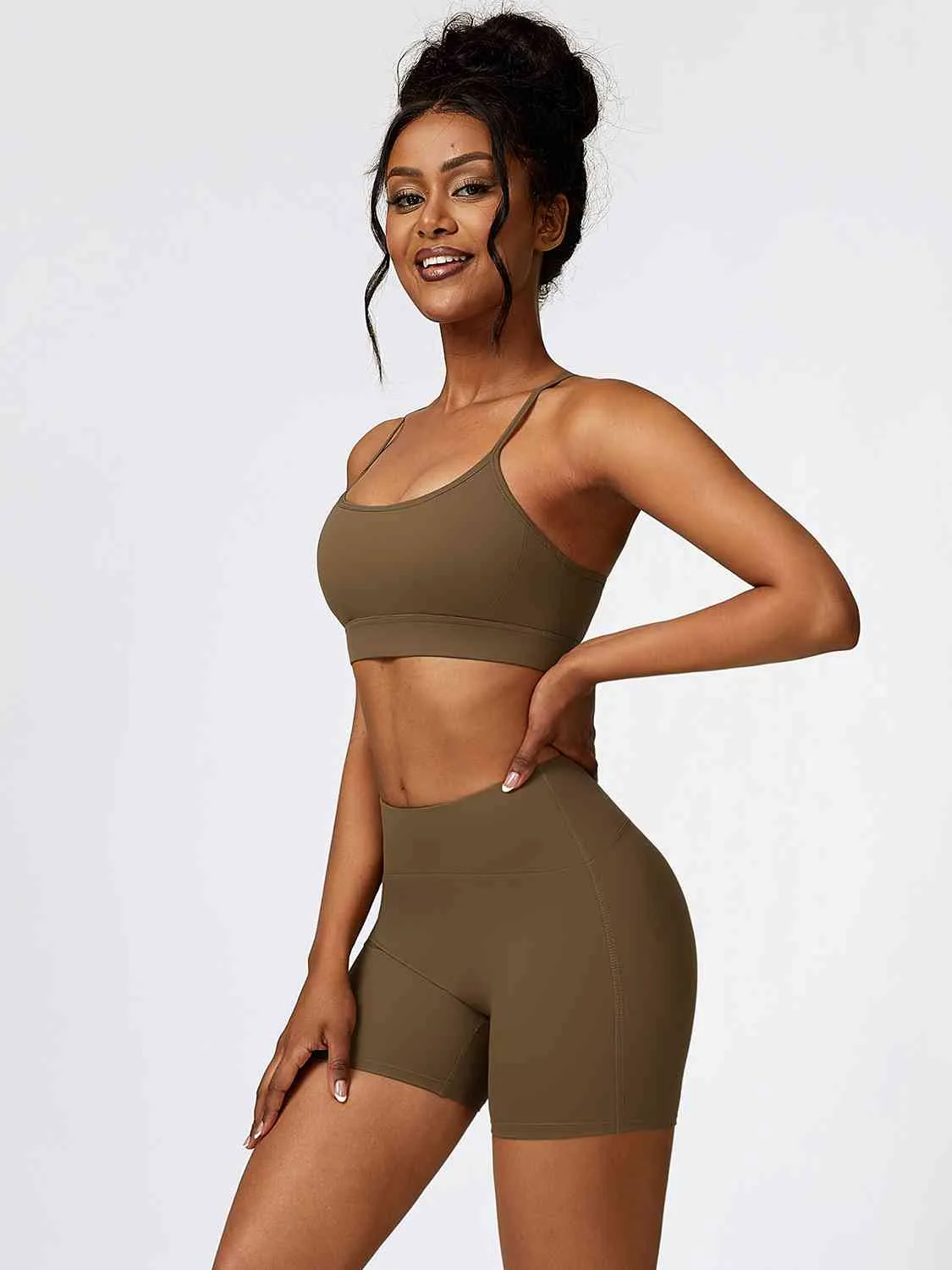 Yessi Sport Bra and Wide Waistband Shorts Set