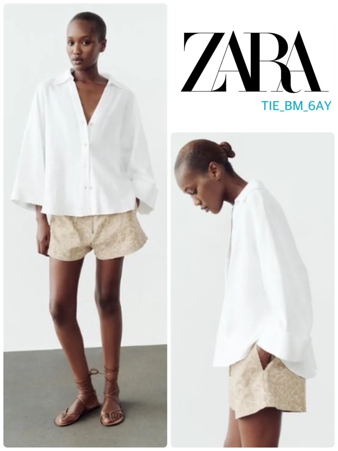 ZARA  |Casual Style Linen Long Sleeves Plain Elegant Style