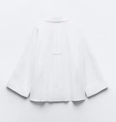 ZARA  |Casual Style Linen Long Sleeves Plain Elegant Style